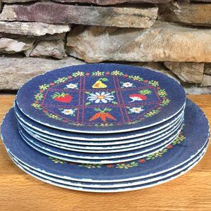 VTG Oneida-Ware Plates Denim Cottagecore Lot 10